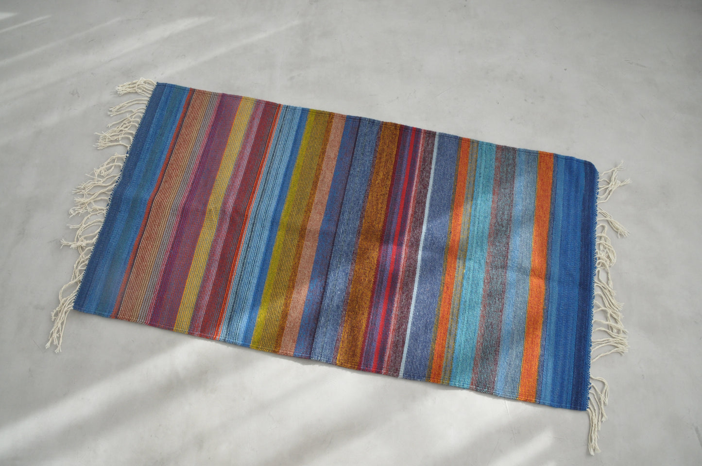 メキシカンラグ(148×78cm, レインボー縞柄)