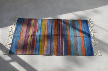 メキシカンラグ(148×78cm, レインボー縞柄）